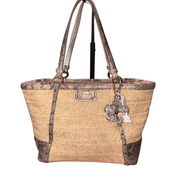 Coach Handbags - Coach 2013 Alexandra Python Embossed Straw Tote Bag 21959